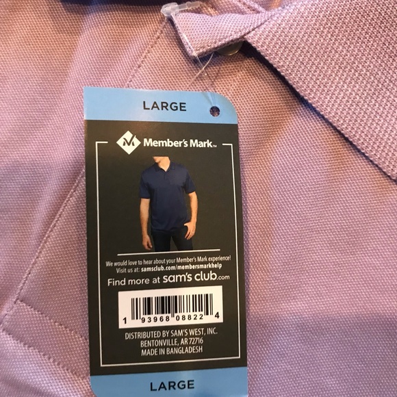 Brand New Members Mark Mens Lavender Polo Short Sleeve Collard 2 Button Sz Large - Picture 3 of 3